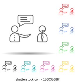 Angry customer multi color set icon. Simple thin line, outline of telecommunication icons for ui and ux, website or mobile application