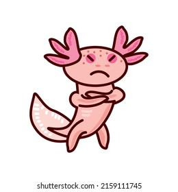 angry cute axolotl icon isolated