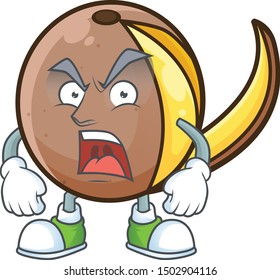 Angry cute bambangan fruit in cartoon mascot