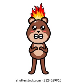 angry cute bear vector illustration