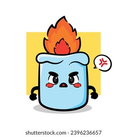 angry cute candle vector mascot. cute cartoon design character.