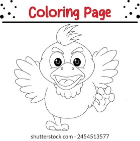 página de libro para colorear de polluelos lindos enojados para niños.