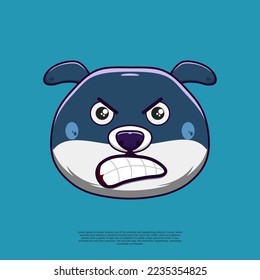 angry cute dog emoticon illustration. flat design cartoon