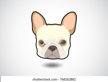 Angry Cute French Bulldog Face. Expressive Angry French Bulldog face in vector illustration. Intense emotions are captured in a cute canine expression.