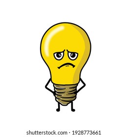 Angry cute light bulb character vector template design illustration