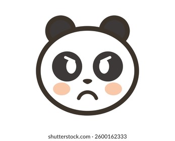 Angry cute panda face icon illustration