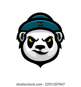 angry cute panda head vector design on white background