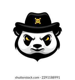 angry cute panda head vector design on white background
