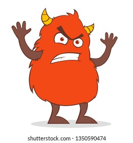 angry cute red monster cartoon character