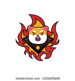 Angry cute robed shiba inu dog with gold coins design vector icon illustration