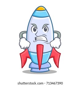 Angry cute rocket character cartoon