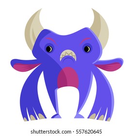 angry cute tiny horned monster 