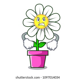 Angry daisy flower mascot cartoon