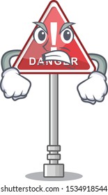 Angry danger character in the mascot shape