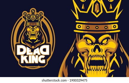 angry dead king with crown sports logo mascot illustration