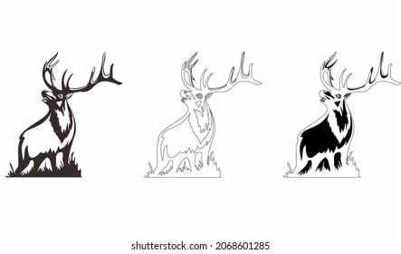 Angry deer black and white
