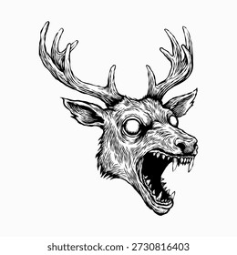 ilustração vetorial desenhada à mão de veado raivoso