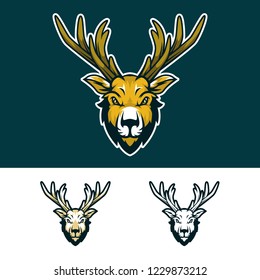 Angry Deer Head Mascot Logo