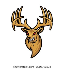 Angry Deer Illustration Logo Vector 

