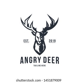 Angry Deer Logo Design Vintage