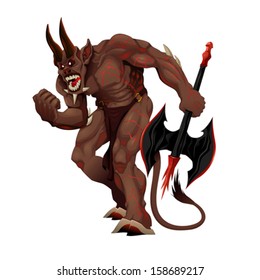 Angry demon. Cartoon vector isolated character. 