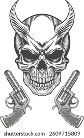 Angry demon skull hustle artwork style illustration vector artwork for streetwear, poster and t-shirt 20a - BW ss