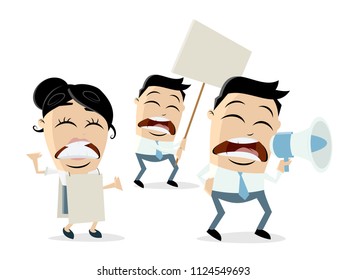 angry demonstrators clipart