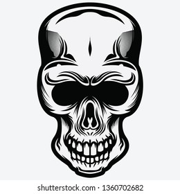 Angry Detail Skull Head Vector Tribal Illustration 