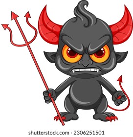 Angry devil cartoon character illustration