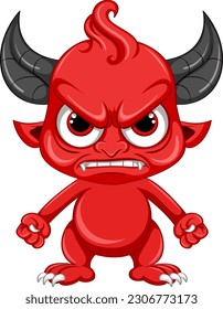 Angry devil cartoon character illustration