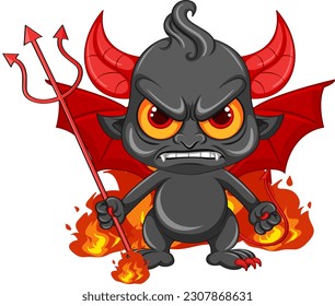 Angry devil cartoon character illustration