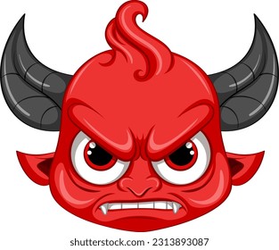 Ilustración del personaje de caricatura del diablo furioso