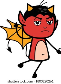 Angry Devil Cartoon with one hand raised