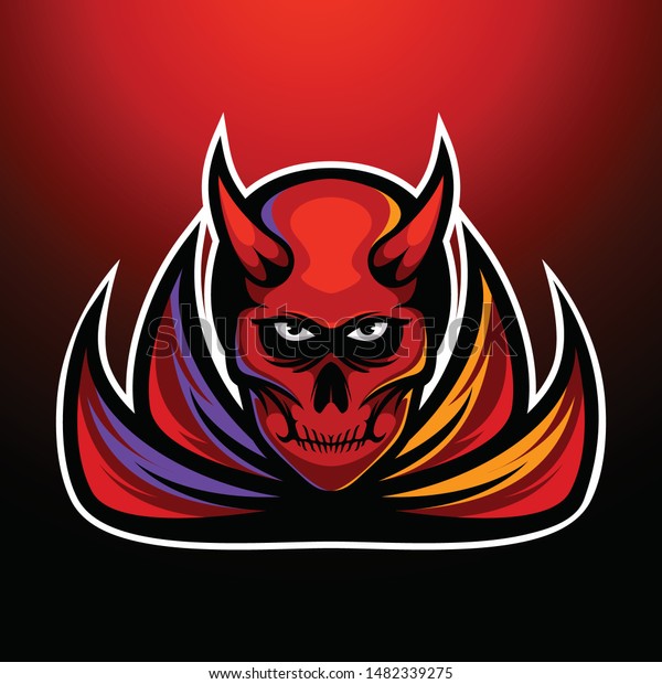 Angry Devil Red Skull Logo Design Stock Vector Royalty Free