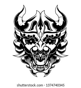 Angry Devil Samurai Ronin Head Vector Stock Vector (Royalty Free ...