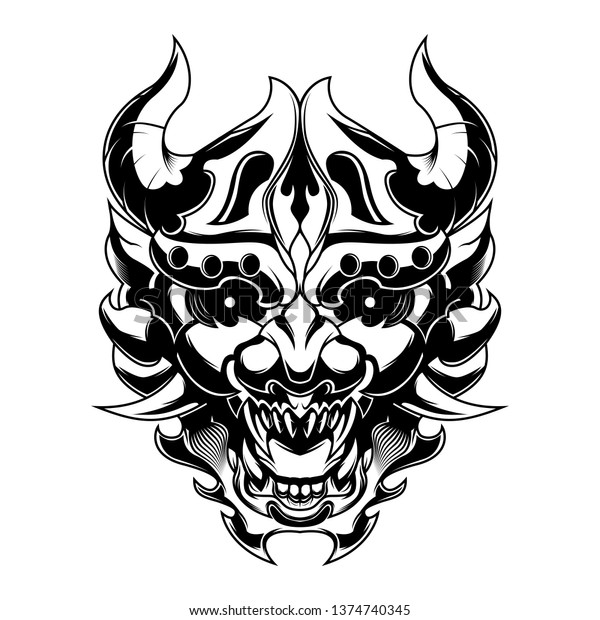 Angry Devil Samurai Ronin Head Vector Stock Vector (Royalty Free ...