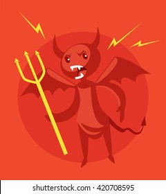 Angry devil. Vector flat cartoon illustration