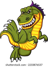 Angry dinosaur with jumping pose of illustration