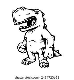 Angry dinosaur monster cartoon with bulky strong body hand draw vector vintage classic style