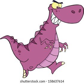 Angry Dinosaur Running. Vector Illustration Isolated on white