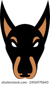 Angry doberman dog logo. Dog vector graphics illustration in sport logo style.	