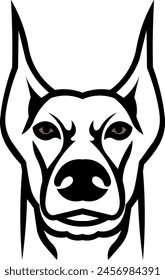 angry doberman dog silhouette vector on transparent background