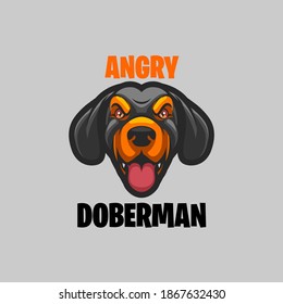 Angry Doberman Head Mascot Logo