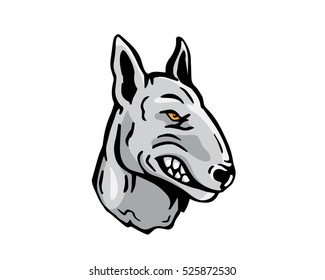Angry Dog Breed Character Logo - White Bull Terrier