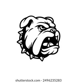 angry dog bulldog worker line art style sketch classic vintage design illustration