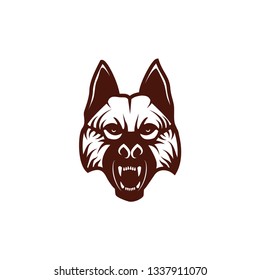 angry dog cartoon head mascot vector on a white background