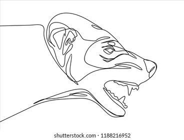 Angry dog. Continuous line