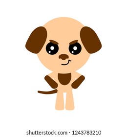 Angry dog. Cute cartoon character. White background. Flat design puppy. Vector illustration