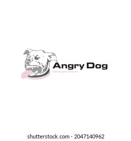 icono de la cara de perro enojado emblema de la cara de bulldog
