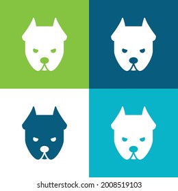 Perro enojado Plano cuatro colores conjunto mínimo de iconos